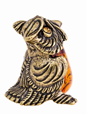 Фигурка из латуни Птица Филин мудрый 25х30 мм. арт. 477