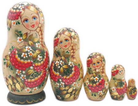 Матрешка матовая "Рябинка" 16 см. 5 мест арт. 8943276