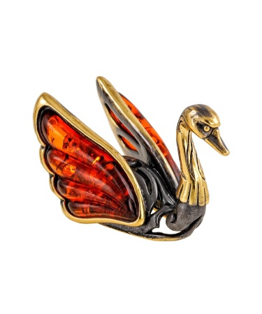 Фигурка из латуни Птица Лебедь ажурный 45х30 мм. арт. 2141