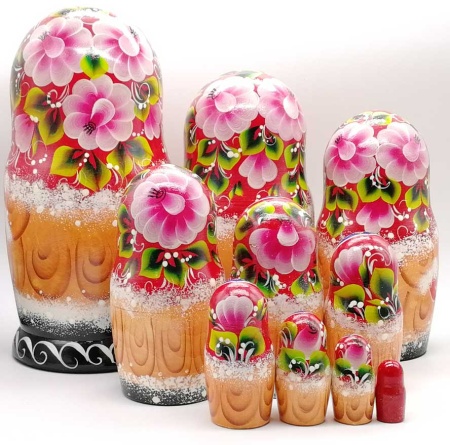 Матрешка Народные гулянья 10 мест 25 см. арт.10002