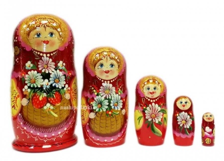 Матрешка цветочная "Ромашки" 18см 5 мест арт. 742112