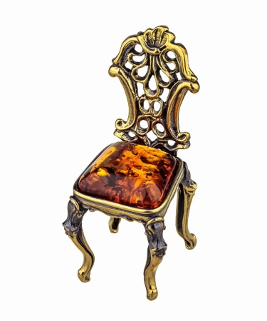 Стул винтажный из латуни с янтарем 25х63 мм. арт. 938