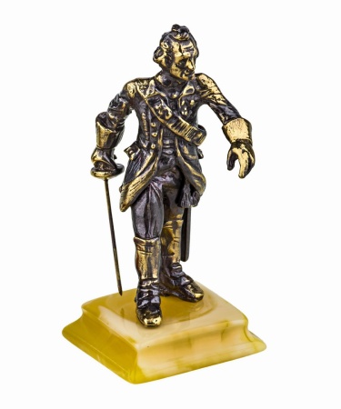 Фигурка из латуни с янтарем Суворов А.В. полководец 36х83 мм. арт. 820 