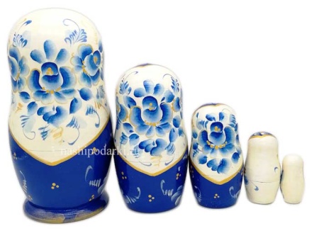 Матрешка "Гжель" 17см 5 мест арт. 875322  Матрешка "Гжель" 17см 5 мест арт. 875322