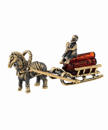 Фигурка из латуни Лошадка с санями 80х40 мм. арт. 1195
