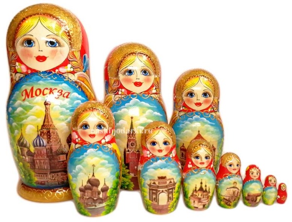 картинка Матрешка "Москва" 27 см. 10 мест арт. 1652224 матрешки