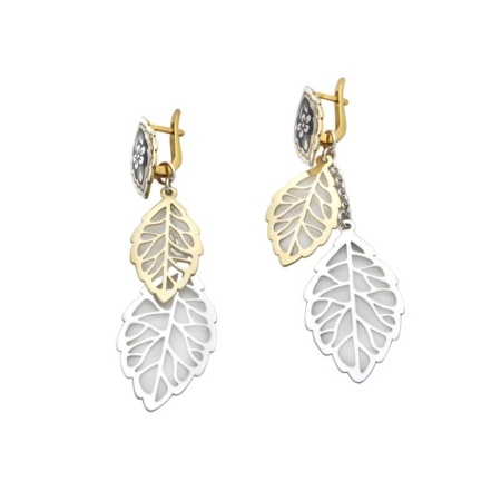 картинка Серебряные Серьги "Ажурный лист" Арт: 10030820А06 