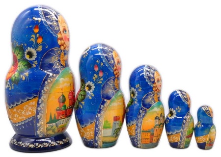 Матрешка высокохудожественная Москва 20 см. 5 мест арт. 463611