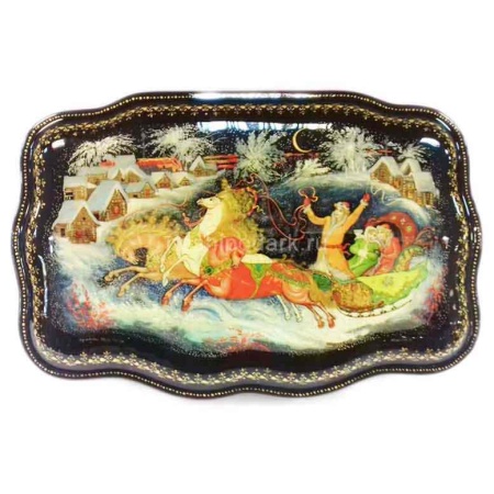 Шкатулка Палех "Зимняя Тройка" 12х18см Арт. 140219198 