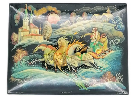 Шкатулка лаковая "Тройка" 12х10 см. арт. 563448