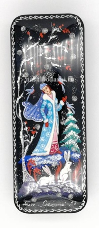 Шкатулка палех Снегурочка 16х6х3 см. арт. 86300 