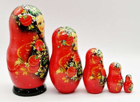 Матрешка "Красная клубничка" 17 см. 5 мест арт. 83324