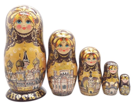 Матрешка Москва золотая 19 см. арт. 57822