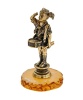 Фигурка из латуни с янтарем Пионер Девушка 30х67 мм. арт. 2840