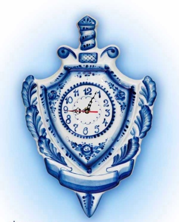 ЧАСЫ ПОДАРОЧНЫЕ «ЩИТ И МЕЧ» гжель артикль 768247