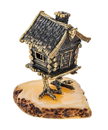 Фигурка из латуни с янтарем избушка 35х47 мм. арт. 623