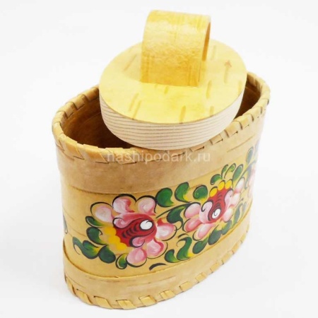 картинка Береста Туес "Полевые цветы" 10х12см арт. 220119134 магазин русских сувениров  Наши подарки