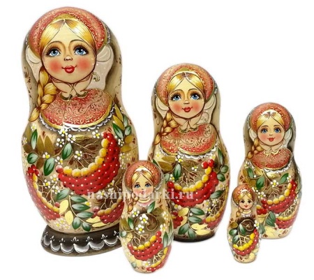 Авторская матрешка "Рябинка" 5 кукол 19 см. арт. 77234
