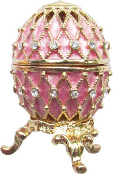 Яйцо пасхальное "Сетка" малое со стразами, цвет розовый 3 см. арт. HE010508 