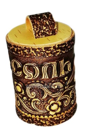 картинка Туесок для соли 8х6см арт. 98345 магазин русских сувениров  Наши подарки