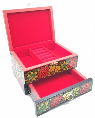 Шкатулка комод Хохлома с бабочкой 17х13х11 см. арт. 875542