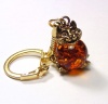 Брелок из латуни с янтарем Кот арт. 1476
