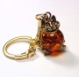 Брелок из латуни с янтарем Кот арт. 1476