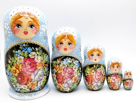 Матрешка цветы 5 мест 18 см. арт. 91861124