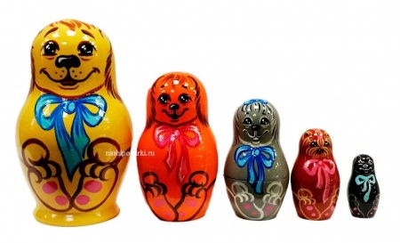 картинка Матрешка с животными "Собачки" 15см 5 мест арт. 971132 матрешки