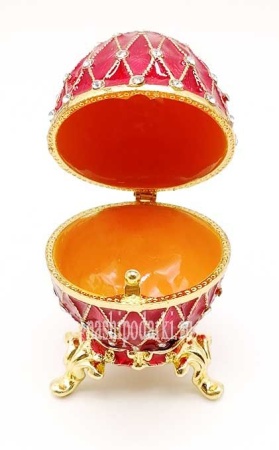 Яйцо Фаберже "Сетка" красное 7см арт 854433 