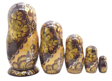 Матрешка Москва золотая 19 см. арт. 57822