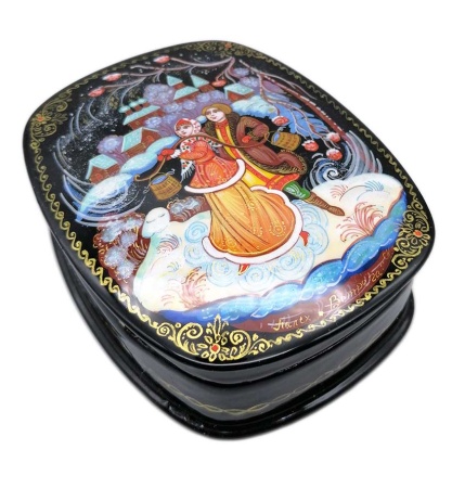 Шкатулка Русская Палех "Встреча" 11х9 см. арт. 6584622 