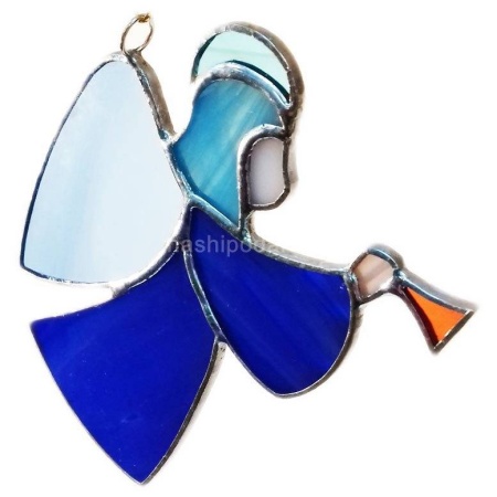 Витражная подвеска "Ангелочек с дудочкой" 10х8см Арт. 150319537 