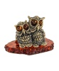 Фигурка из латуни с янтарем Птицы Совушки вместе навсегда 55х35 мм. арт. 2790