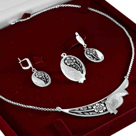 картинка Серебряный Гарнитур «Букет» Арт: 90010109А05 