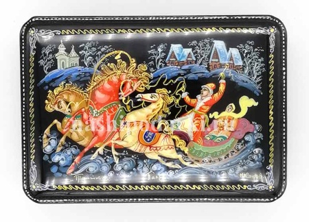 Шкатулка Палех "Тройка" 17х12 см. арт. 5464221 