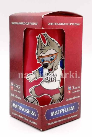 Матрешка FIFA 2018 красная 3 места 12 см. арт. 555666  Матрешка FIFA 2018 красная 3 места 12 см. арт. 555666