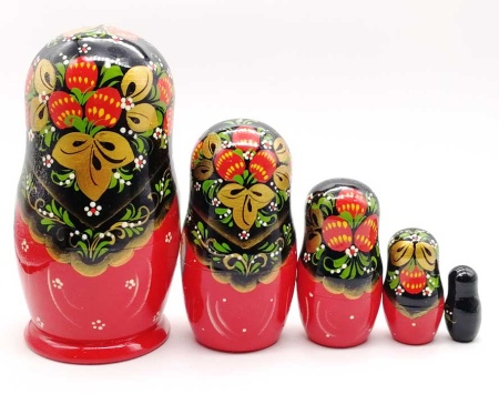 Матрешка "Хохлома" 18 см. 5 мест арт. 962563  Матрешка "Хохлома" 18 см. 5 мест арт. 962563