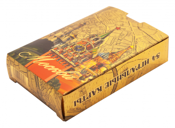 Карты игральные сувенирные фольга Москва. Спасская башня, цвет золото арт. 75633