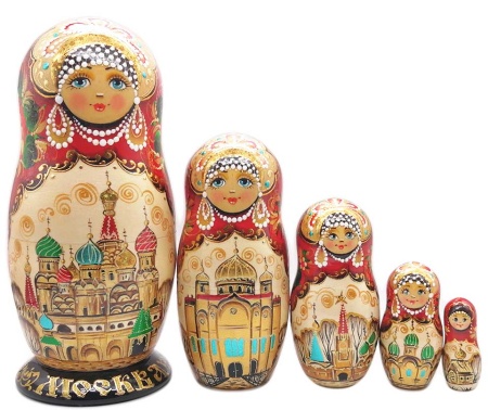 Матрешка Тверская Москва 20 см. 5 мест арт. 6892339