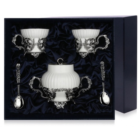 Набор "Симфония": ложка, чашка, сахарница (Серебро 925)  Артикул:  658НБ03806 магазин 