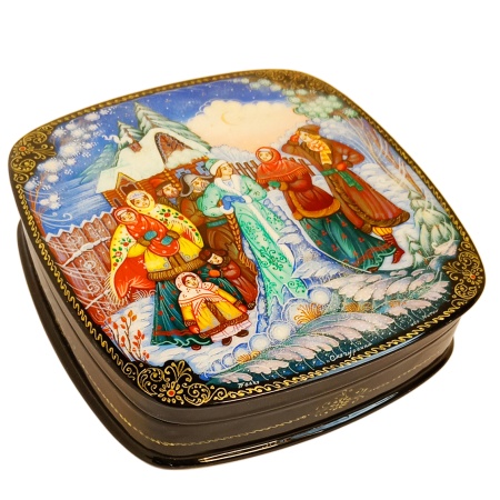 Шкатулка лаковая миниатюра "Снегурочка" 16х16 см. арт. 86733822 