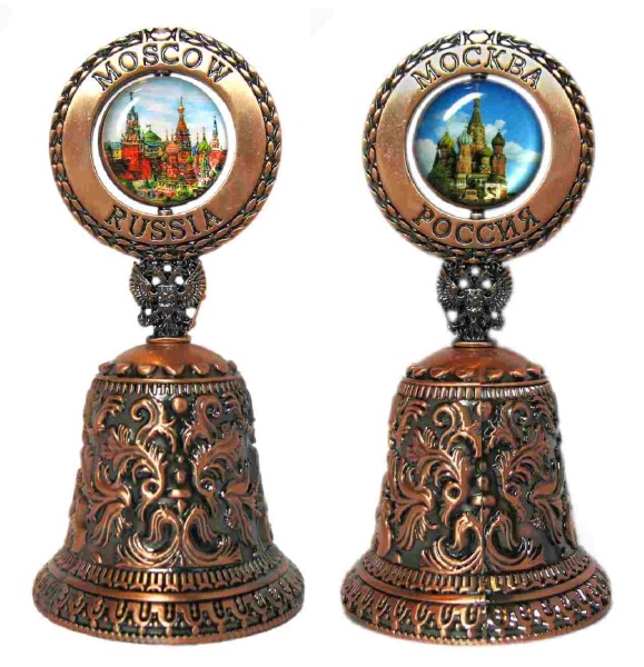 Колокольчик "Москва" с цветной вставкой, высота 9,5 см арт. 8976333