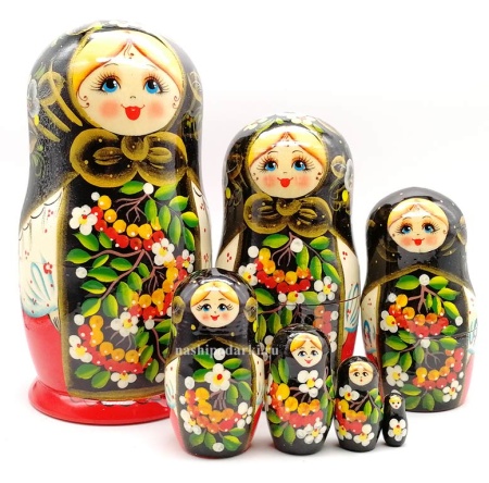 Матрешка "Хохлома рябинка" 7 мест 21 см. арт. 272999