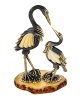 Фигурка из латуни с янтарем Птицы Аисты 55х80 мм. арт. 2383