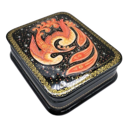 Шкатулка Палех "Жар-птица" 9х11 см. арт. 774522 