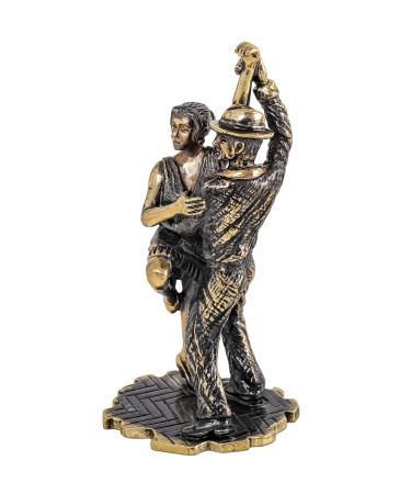 Фигурка из латуни с янтарем парочка Ча-ча-ча без подставки 35х75 мм. арт. 1767.1