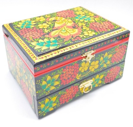 Шкатулка для украшений "Комодик" хохлома 17х13х11 см. арт. 847522