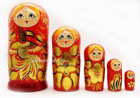 Матрешка "Жар-птица" красная 15см 5 мест арт. 965445