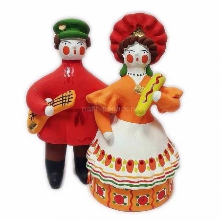 Дымковская игрушка "Композиция "Парочка на прогулке" 14х12см арт. 1118136
